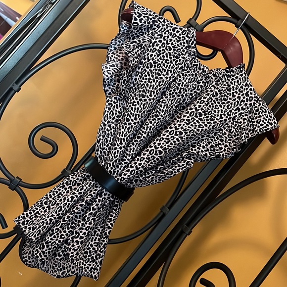 REBECCA TAYLOR Leopard Cap Sleeve Top - Picture 6 of 16